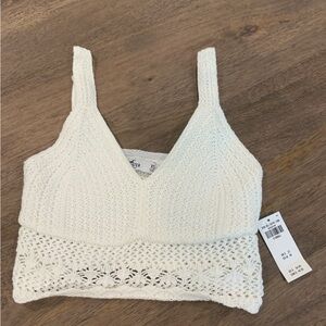 Hollister Crochet White Tank Top With Adjustable Straps
